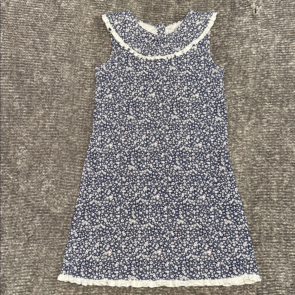 EEUC Lila & Hayes Pima navy floral dress with ruffle collar size 10